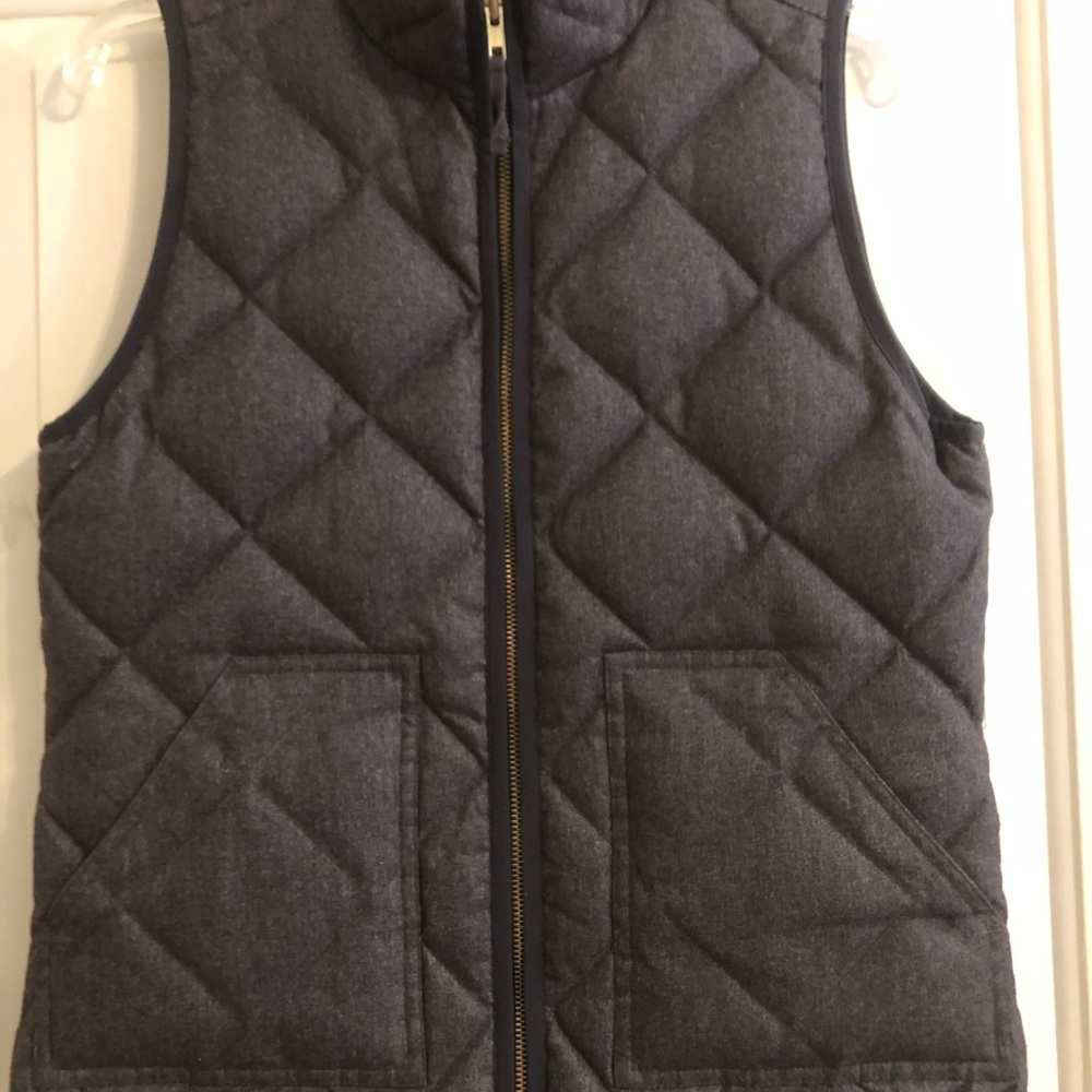 J Crew XS Quilted Vest Gray Full Zip Extra Small